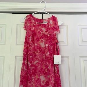 Pink floral print dress from Calvin Klein.